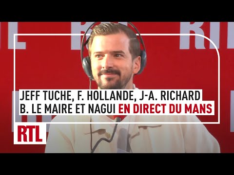 Jeff Tuche, François Hollande, Bruno Le Maire, Nagui et Jean-Alphonse Richard sont en direct du Mans